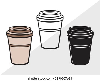 Coffee Cup Clipart SVG Printable Vector Illustration