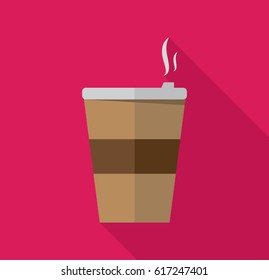 Coffee cup closed icon with shadow