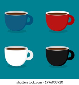 Coffee cup collection. Black coffee. Side view. vector illustration