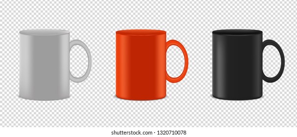 Coffee Cup Collection - Realistic Vector Illustration - Isolated On Transparent Background