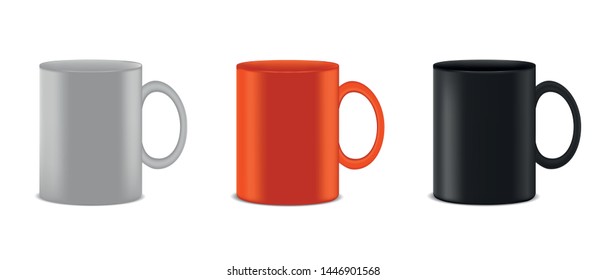 Coffee Cup Collection - Realistic Vector Illustration - Isolated On White Background