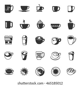 colección de la taza de café. Iconos del vector fijados para la cafetería y la cafetería