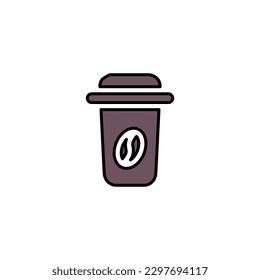 Coffee cup color fill icon, vector illustration logo template in trendy style. Editable graphic resources for many purposes.