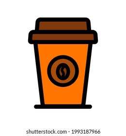 Kaffeetasse Farbe einfache, flache Symbol einzeln auf Weiß 