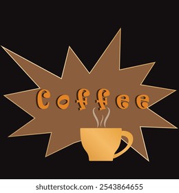 Coffee cup with a comic pop art star with the text coffee