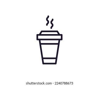 Coffee cup concept. Modern outline high quality illustration for banners, flyers and web sites. Editable stroke in trendy flat style. Line icon of hotel. 