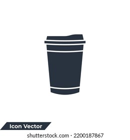 Coffee Cup cone icon logo vector illustration. Disposable cup symbol template for graphic and web design collection