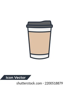 Coffee Cup cone icon logo vector illustration. Disposable cup symbol template for graphic and web design collection