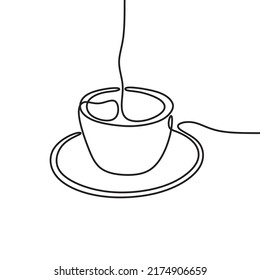 coffee cup with continuous drawing single line art