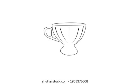 Coffee cup in continuous line art drawing style. Black line sketch on white background. Vector illustration