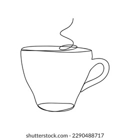 Kaffee-Cup in Continuous Line Art Style mit bearbeitbarem Stroke. Einfache Kunst für Cafe, Restaurants. Minimalistisches Vektordesign.