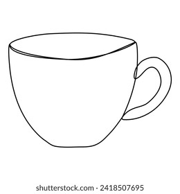 Coffee cup continuous line drawing. Tea hot drink. Vector illustration isolated on white.