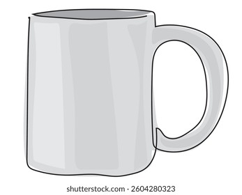 Coffee cup in continuous line pattern on white background.
