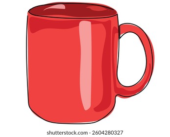 Coffee cup in continuous line pattern on white background.