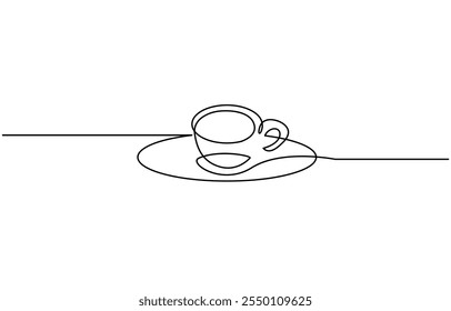 Taza de café boceto de línea continua icono de té café boceto bebida single art outline taza logo comida. Línea de la taza de Doodle fondo abstracto, dibujo continuo de una línea de una taza de café con vapor moderno.