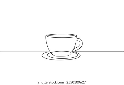 Taza de café boceto de línea continua icono de té café boceto bebida single art outline taza logo comida. Línea de la taza de Doodle fondo abstracto, dibujo continuo de una línea de una taza de café con vapor moderno.