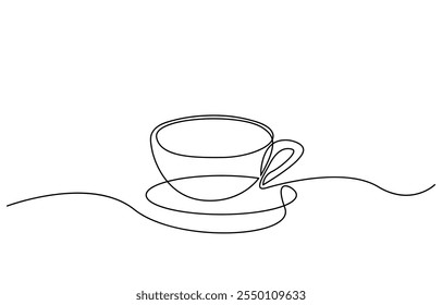 Taza de café boceto de línea continua icono de té café boceto bebida single art outline taza logo comida. Línea de la taza de Doodle fondo abstracto, dibujo continuo de una línea de una taza de café con vapor moderno.