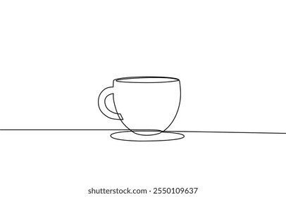 Taza de café boceto de línea continua icono de té café boceto bebida single art outline taza logo comida. Línea de la taza de Doodle fondo abstracto, dibujo continuo de una línea de una taza de café con vapor moderno.