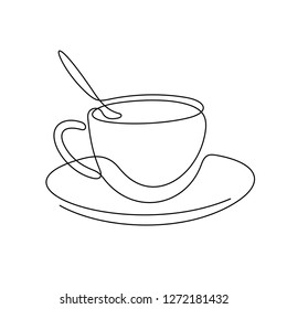 Coffee cup continuous line vector illustration