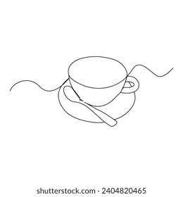 Coffee cup Continuous One line drawing. Line continuous drawing. Vector illustration
