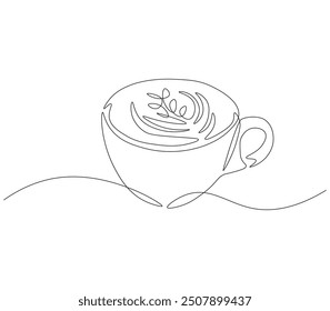 Coffee cup continuous one line drawing. Coffee cup line art illustration. International coffee day 