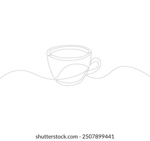 Coffee cup continuous one line drawing. Coffee cup line art illustration. International coffee day 