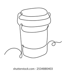 Xícara de café contínua uma linha. Café em Linha Art. Branco isolado Fundo