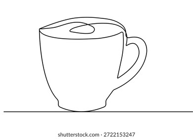 Xícara de café contínuo desenho de uma linha estilo minimalista isolado contorno vetor ilustração