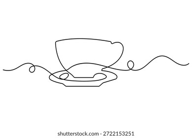 Coffee cup continuous one line drawing minimalist style isolated outline vector illustration