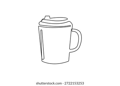 Coffee cup continuous one line drawing minimalist style isolated outline vector illustration