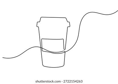 Coffee cup continuous one line art minimalist outline vector illustration isolated