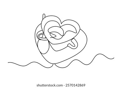 Coffee cup continuous single line art drawing of breakfast steam morning coffee design outline vector design