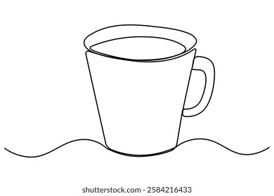 Coffee cup continuous single line drawing of tea cup design symbol. outline Vector illustration
