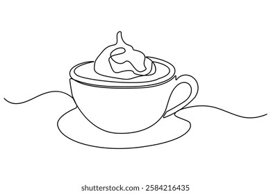 Coffee cup continuous single line drawing of tea cup design symbol. outline Vector illustration
