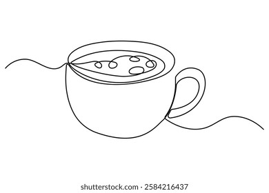 Coffee cup continuous single line drawing of tea cup design symbol. outline Vector illustration
