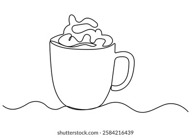 Coffee cup continuous single line drawing of tea cup design symbol. outline Vector illustration
