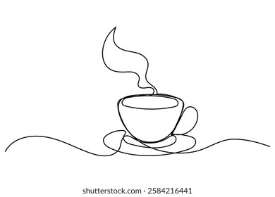 Coffee cup continuous single line drawing of tea cup design symbol. outline Vector illustration
