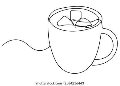 Coffee cup continuous single line drawing of tea cup design symbol. outline Vector illustration
