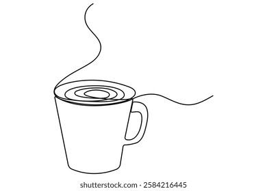 Coffee cup continuous single line drawing of tea cup design symbol. outline Vector illustration
