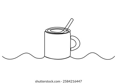 Coffee cup continuous single line drawing of tea cup design symbol. outline Vector illustration
