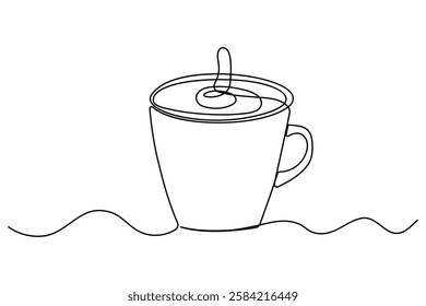 Coffee cup continuous single line drawing of tea cup design symbol. outline Vector illustration
