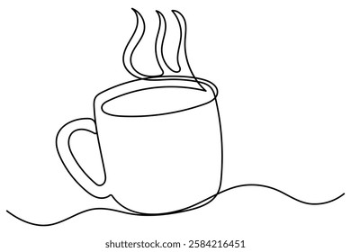 Coffee cup continuous single line drawing of tea cup design symbol. outline Vector illustration
