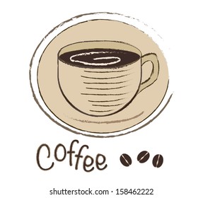 coffee cup contour vector illustration