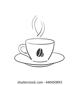 coffee cup contour vector illustration
