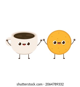 Diseño de la taza de café y el personaje de la Cookie. vector de dibujos animados.