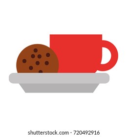 coffee cup and cookie in dish food