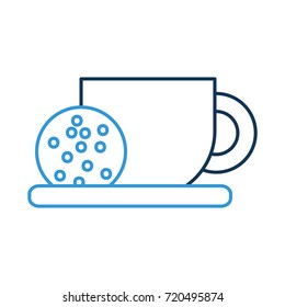 coffee cup and cookie in dish food