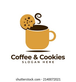 Coffee cup with cookies vector template