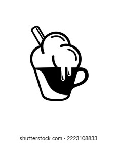 Coffee cup with cream logo vector.