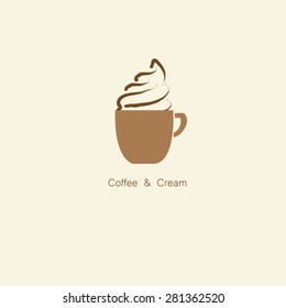 Coffee cup with cream logo vector.